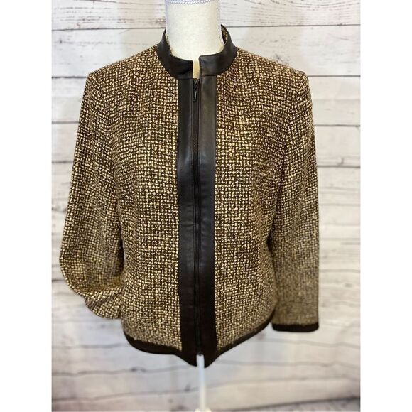 Kate Hill Faux Leather Trimmed Jacket Size 8 - Picture 1 of 11